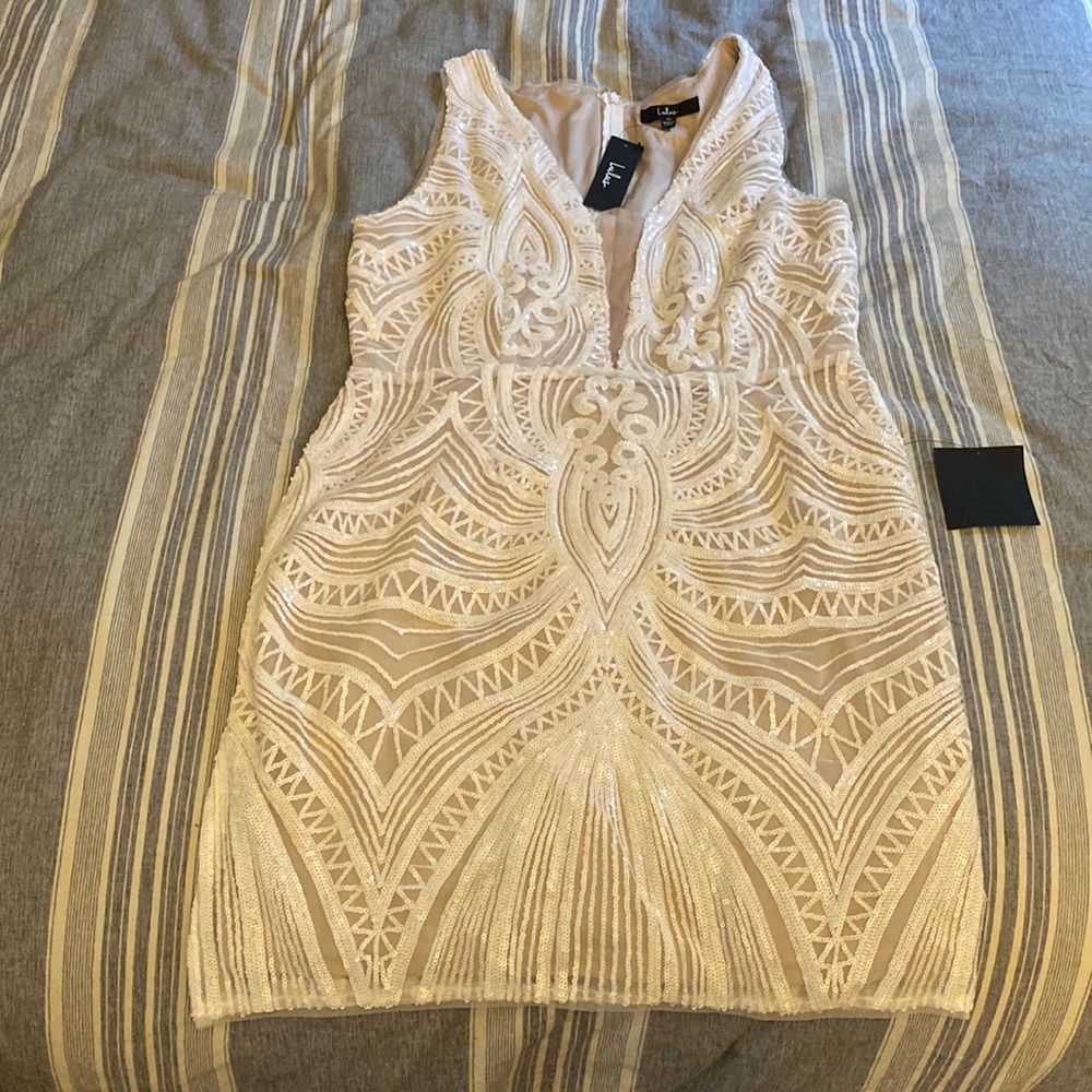 Lulus white sequin dress size XL bridal shower rehearsal bachelorette
